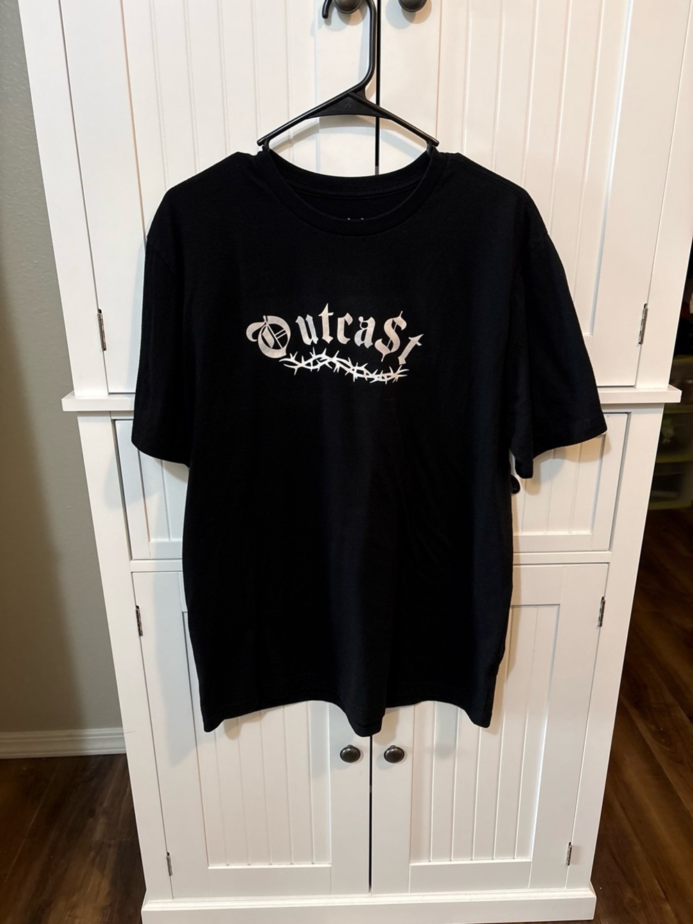 Outcast Black Graphic Tee Size L Gothic Streetwear Y2K Edgy Unisex Skater
